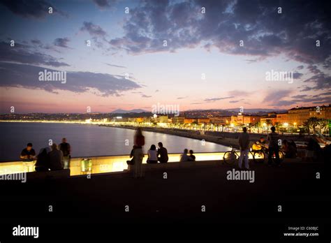 Sunset Promenade Des Anglais Nice France Stock Photo Alamy