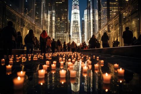 Premium Ai Image 911 Tribute Candlelight Vigil American Unity Solemn