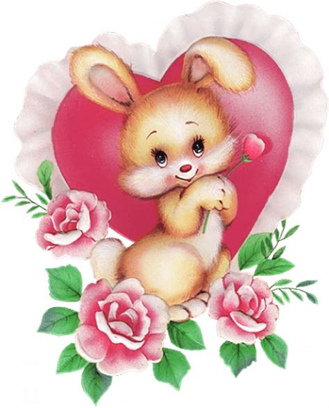 Bunnies With Heart Png Clipart Image Velentines Day Clip Art Cute