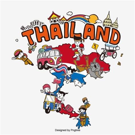 สถานที่สำคัญของประเทศไทย, แผนที่ประเทศไทย, รถเข็น, การ์ตูนเด็กทัวร์ ...