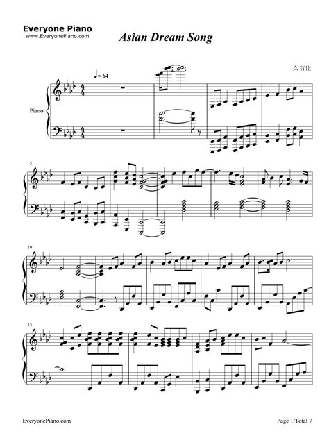 Sad songs about being in your own world. Asian Dream Song-Joe Hisaishi Stave Preview