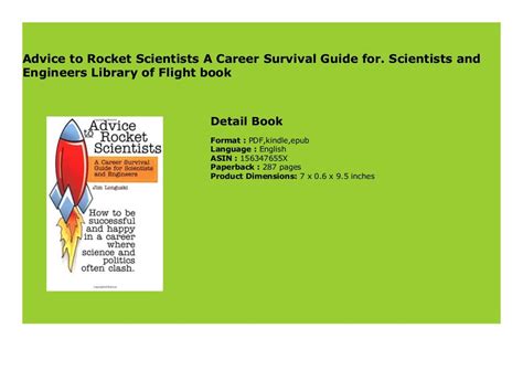 Advice To Rocket Scientists A Career Survival Guide For Scientists And