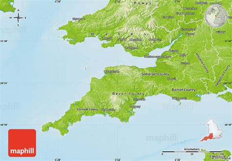 Physical Map Of South West
