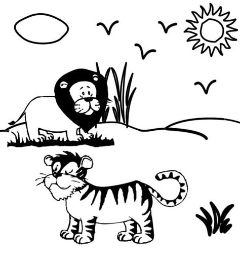 Lion And Tiger Coloring Page Download Print Or Color Online For Free