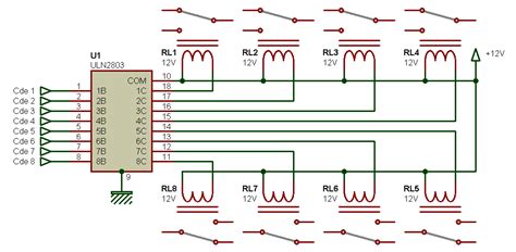 The uln2803 ic consists of eight npn darlington pair which provides the proper current amplification required by the loads. Circuit intégré ULN2803 commande de puissance Darlington