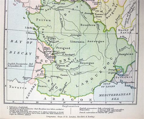 Vintage Map Of The Extent Of English Conquests In France Ad Etsy