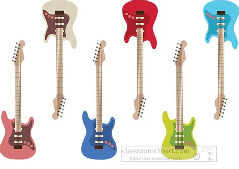 Musical Instruments Clipart Electric Guitars With Various Colors