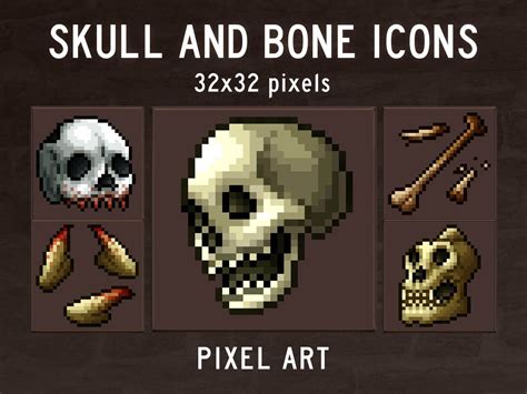 Skull And Bone Pixel Art Icons By 2d Game Assets On Dribbble