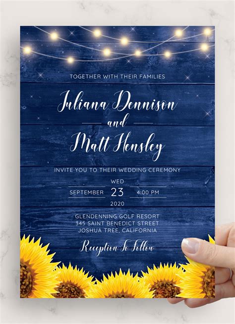 Invitations And Announcements Paper Navy Blue Wedding Invitation Set
