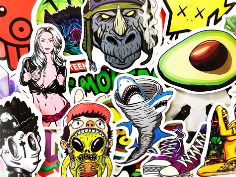 66 Cool Pop Art Graffiti Stickers Voor Skateboards Autos Etsy Nederland