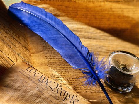 Hd Wallpaper Blue Quill Pen Ink Paper Letter Feather Quill Pen