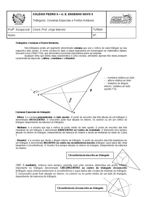 Triangulos Cevianas E Pontos Notáveis Pdf Objetos Geométricos