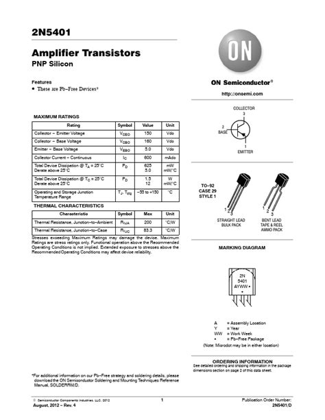 2N5401 Transistor Pinout Features Datasheet 59 OFF