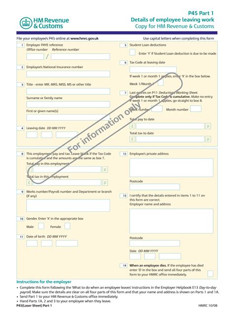 Printable P45 2008 2024 Form Fill Out And Sign Printable Pdf Template