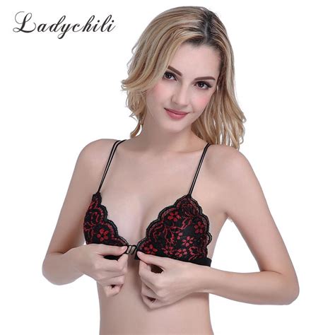 Ladychili Women Intimates Bras Black Red Full Lace Thin Triangle Cup