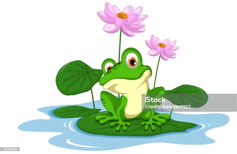 Green Frog Sitting On A Leaf Stock Illustration Download Image Now