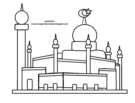 Gambar Mewarnai Gambar Masjid Istiqlal Rumah Ibadah Umat Islam Kolase