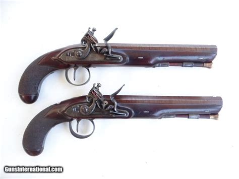 Extraordinary Pair Of Antique Flintlock Howdah Pistols Aanda Gaines