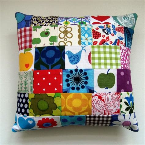 Scandinavian Style Retro Mod Floral Patchwork Pillow Cushion Etsy