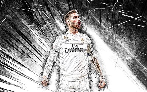 Sergio Ramos Real Madrid Fc Grunge Art Spanish Footballers La Liga