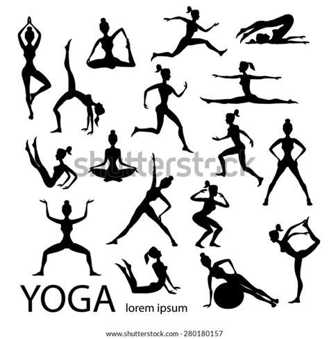 Yoga Poses Silhouettes Vector Body Pose Stock Vector Royalty Free