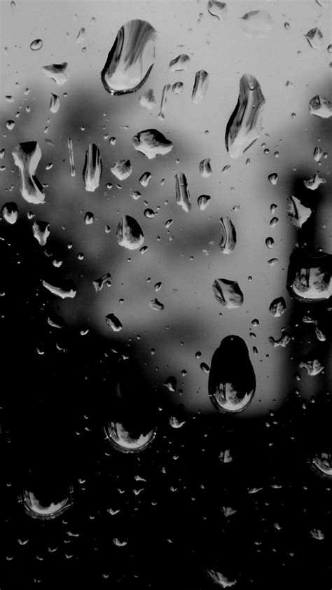 Black And White Raindrops On Glass Android Wallpaper Free