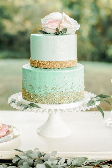 Classic Elegance In Mint And Blush Mint Green Wedding Cake Mint Green