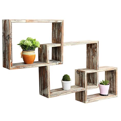 The aluminium floating ledges are functional and light weighted to use for a very long time, it will not break. Country Rustic 3 Tier Floating Box Shelves, Decorative ...