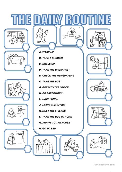 Esl Daily Routines Worksheets