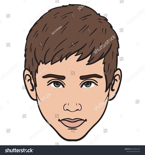 Comic Drawing Boy Head Brown Hair Stock Vector Royalty Free