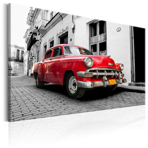 Impresion en lienzo Cuban Classic Car (Red) - Vintage - Cuadros