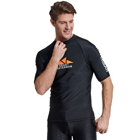 Sbart Men Lycra Short Sleeves Surf Diving Suits Shirt Rashguard