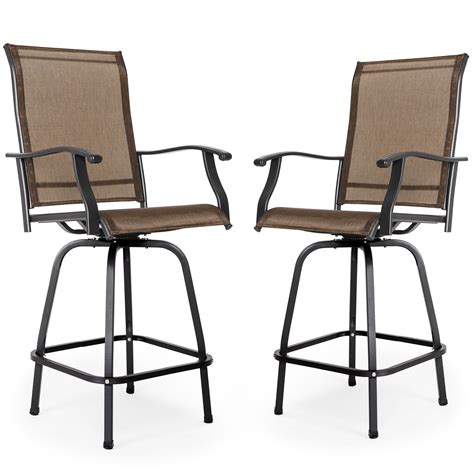 Nuu Garden 2 Piece Swivel Patio Bar Chairs Height Metal Bistro Chairs