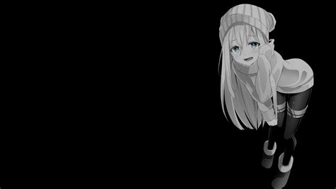 デスクトップ壁紙 選択着色 黒い背景 暗い背景 単純な背景 アニメの女の子 3840x2160 Jofire