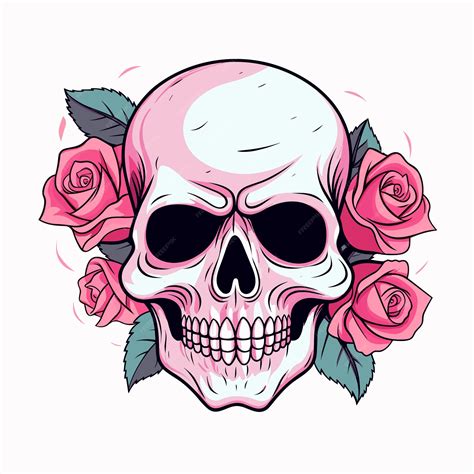 Premium Vector Vector Graphic Of Skull Holding A Rose Clipart Design