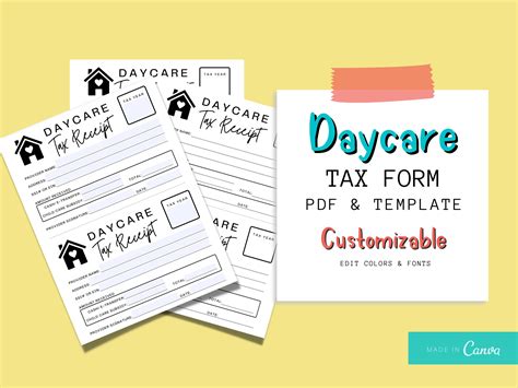 Daycare Tax Form Daycare Tax Receipt Daycare Tax Statement Etsy