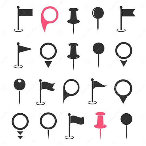 Set Of Map Pin Icons And Location Marker Signs Stock Vector