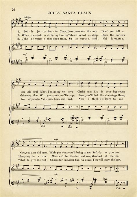 Download these gorgeous free printable christmas tags and print them at home to make your wrapped gifts they're a great free resource to help you out this holiday season! vintage sheet music, jolly santa claus song, old fashioned ...