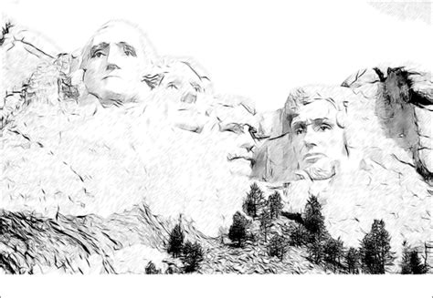 coloring for kids on Mount Rushmore | GREAT SOCIAL STUDIES