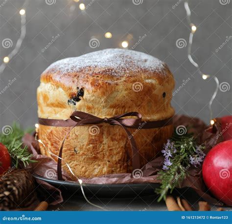 Traditional Panettone An Italian Sweet Bread Loaf Originally From