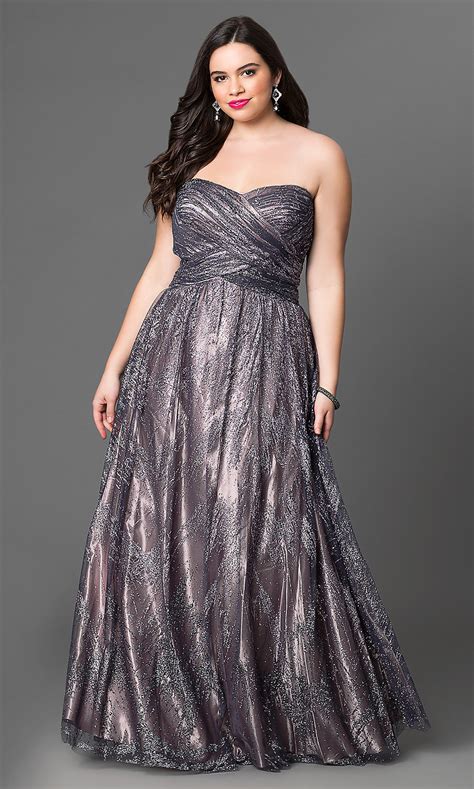Black and gold prom dresses plus size. Sweetheart Metallic Plus-Size Prom Dress -PromGirl