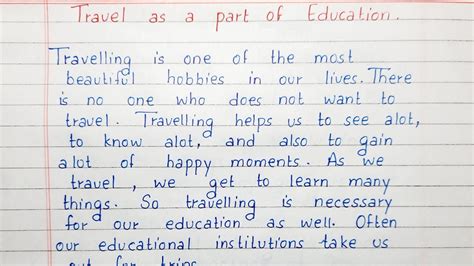 Write A Short Essay On Travel As A Part Of Education Essay Writing