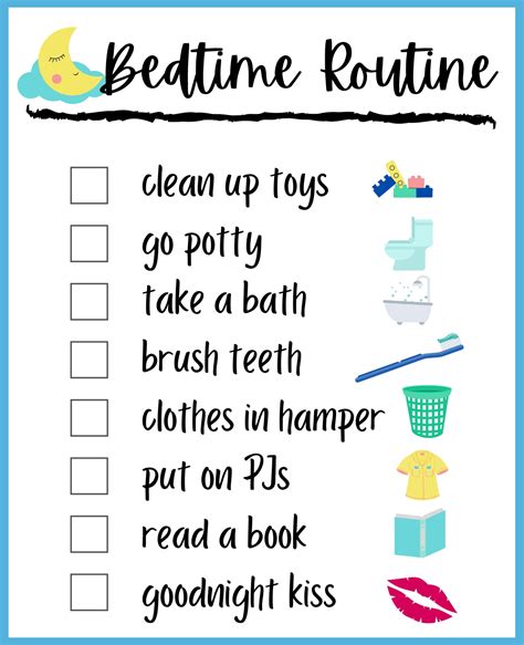9 Best Images Of Kids Bedtime Routine Chart Printable Bedtime Routine