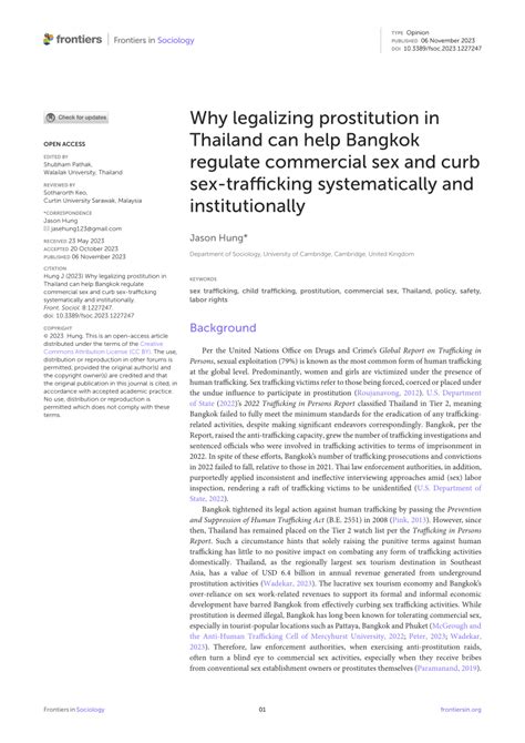 Pdf Why Legalizing Prostitution In Thailand Can Help Bangkok Regulate