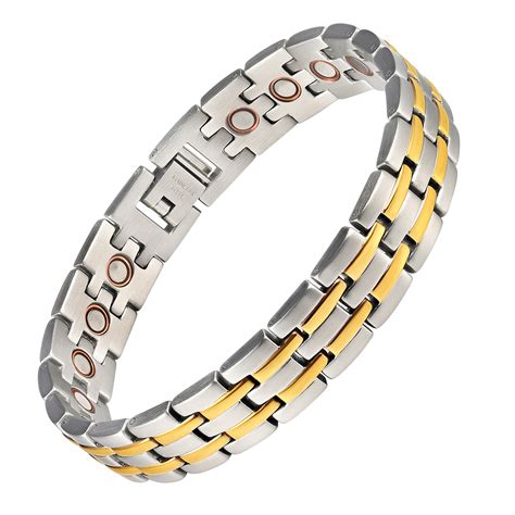 Magnetic Therapy Bracelet Stainless Steel 2 Tone Grand Case