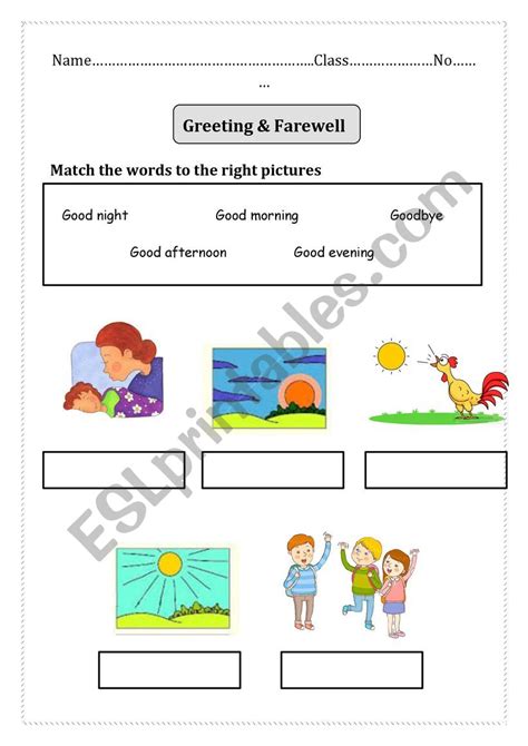 Greeting And Farewell Esl Worksheet By Noonamo