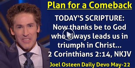 Joel Osteen May 22 2022 Daily Devotional Plan For A Comeback Today