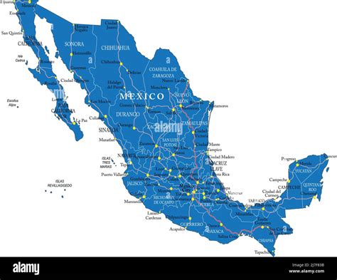 México Mapa Muy Detallado Con Las Principales Ciudades Regiones Y