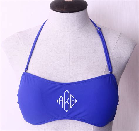 Personalized Monogram Bandeau Swimsuit Top With Removable Straps 7