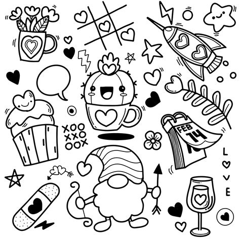 Vector Illustration Of Doodle Cute For Kid Hand Drawn Set Of Cute
